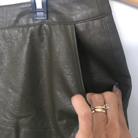 Lulu’s Harley Olive Green Vegan Leather Mini Skirt - Picture 4 of 8